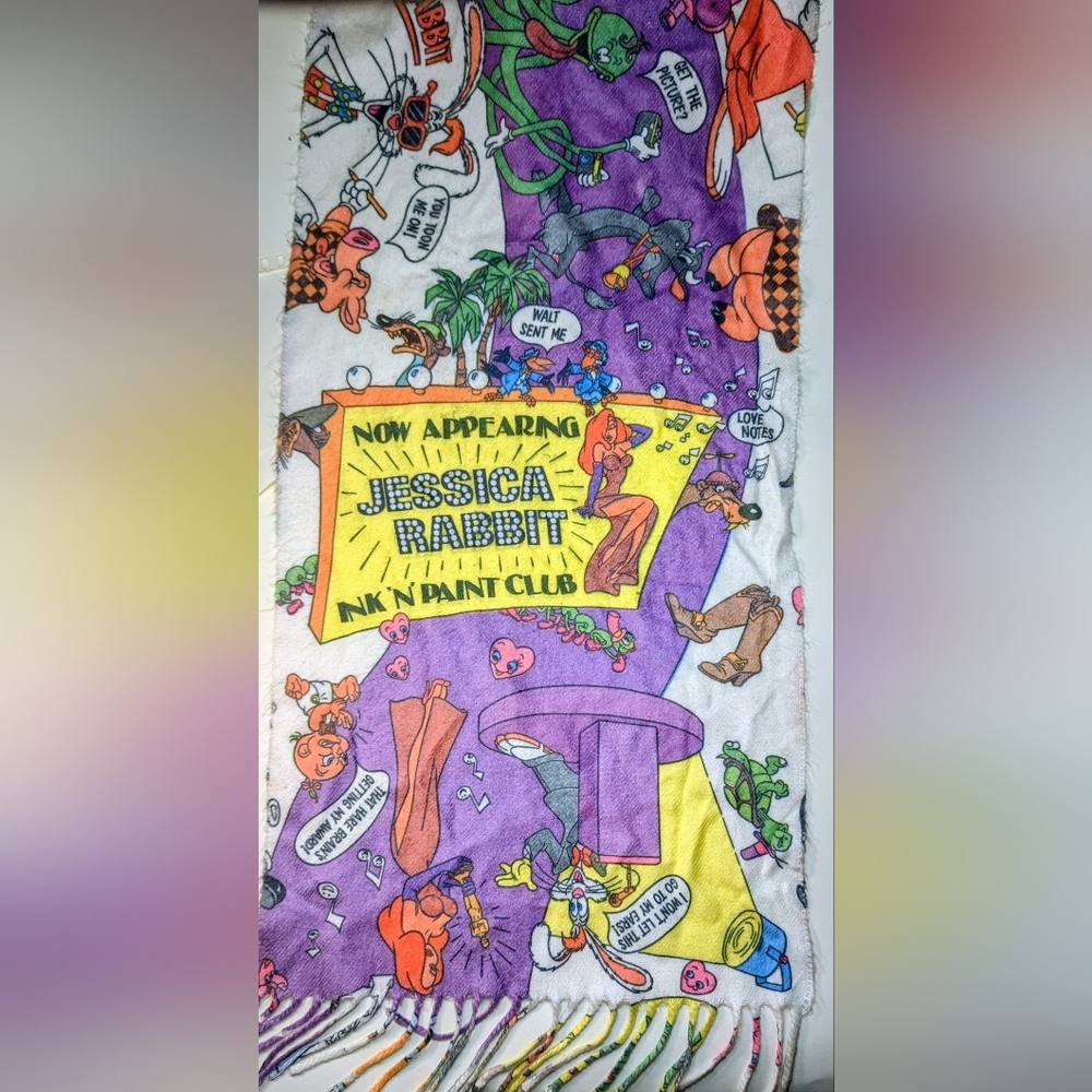 Wendy Gell Disney Rare Roger Rabbit And Jessica Rabbit Scarf Sample.